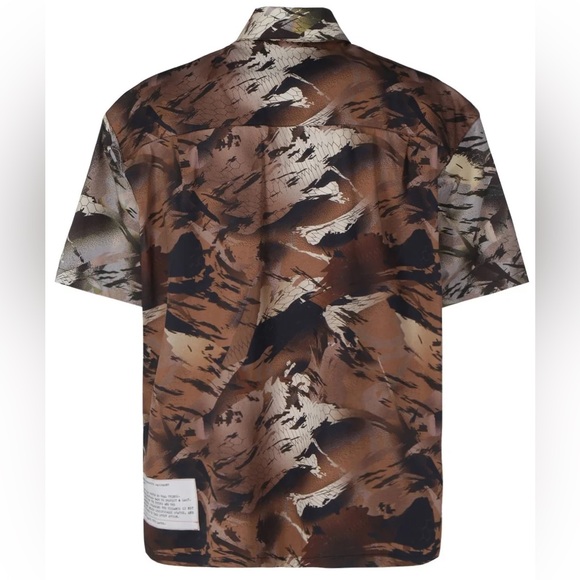 Heron Preston Camo Button Up Shirt Logo Patch Allover Print Short Sleeve Summer - Picture 2 of 12